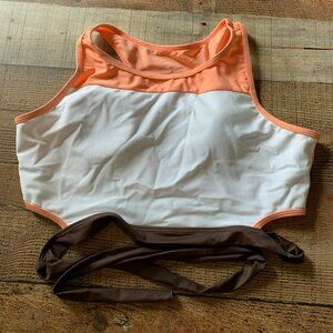 Davi & Dani Intimates Coral white brown wrap swim top -M